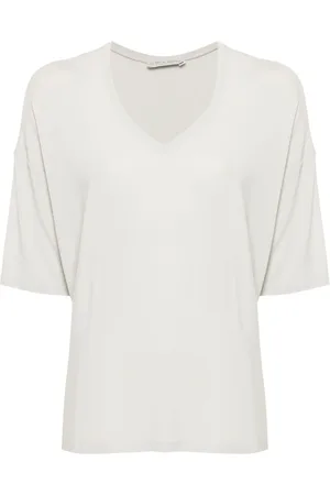 LE TRICOT PERUGIA T-shirt med V-hals og sænket skulder