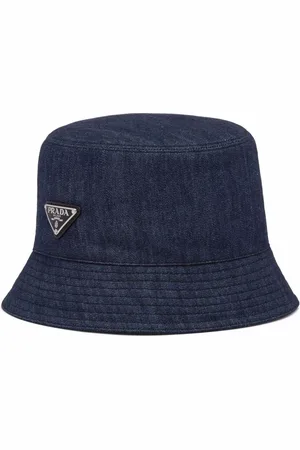 Prada Bøllehat i denim med trekantet logo