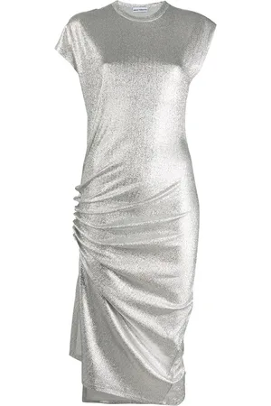 Paco rabanne Metallisk ruchet kjole