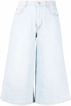 Stella McCartney Stella Logo-culotte-bukser i denim med slitageeffekt