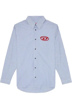 Diesel Stribet poplin-skjorte med broderet logo