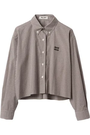 Miu Miu Gingham-ternet cropped skjorte