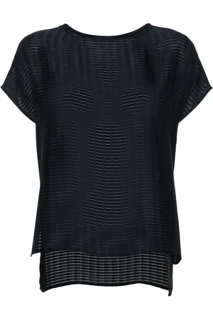 Emporio Armani Stribet T-shirt med gennemsigtige paneler