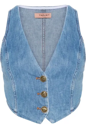Twin-Set Vest i denim med knapper
