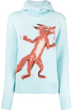 Maison Kitsuné Strikket hættetrøje med tryk