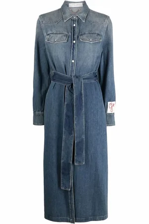 Golden Goose Langærmet denimkjole med logomærke