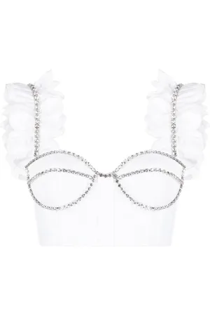 AREA Cropped top med krystaludsmykning