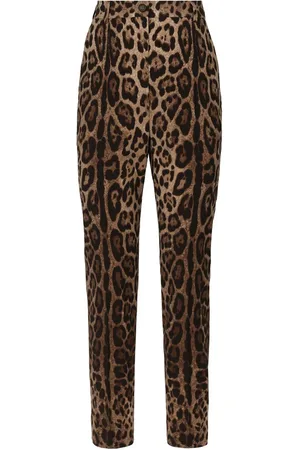 Dolce & Gabbana Højtaljede bukser med leopardtryk