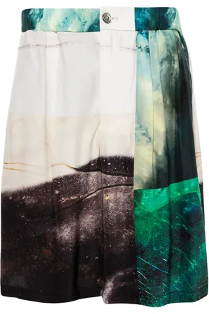 Taakk Silkeshorts med patchwork-tryk
