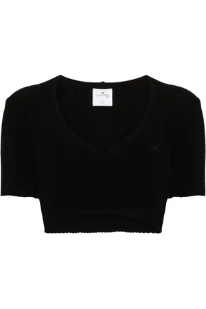 Courrèges Cropped ribstrikket T-shirt