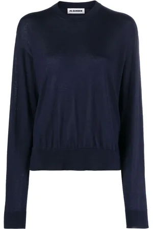 Jil Sander Ribbet trøje med rund hals