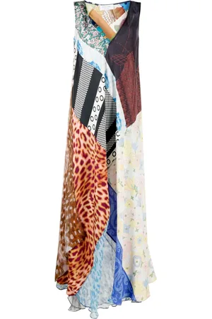 Marine Serre Kort Regenerated silkekjole med patchwork