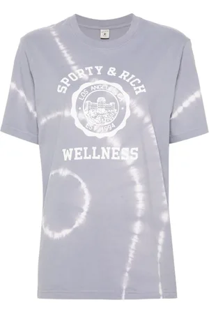 Sporty & Rich T-shirt med logo- og batiktryk