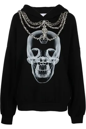 Philipp Plein X-Ray hættetrøje med krystaludsmykning