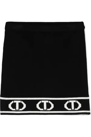 Twin-Set Kort intarsiastrikket nederdel med T-logo