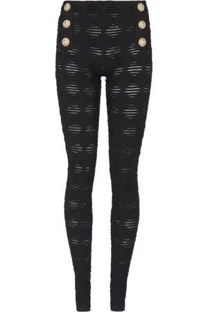 Balmain Leggings i løs strik med prægede knapper