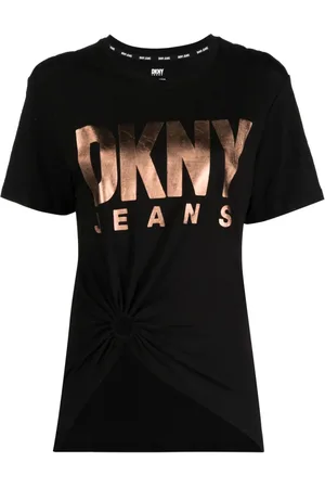 DKNY T-shirt i bomuldsblanding med blomstertryk