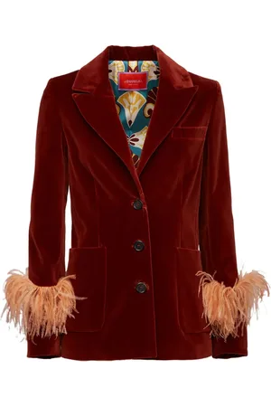 La DoubleJ Keaton blazer i velour med fjerdetalje