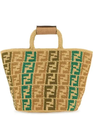 Fendi Flettet FF-tote i bast