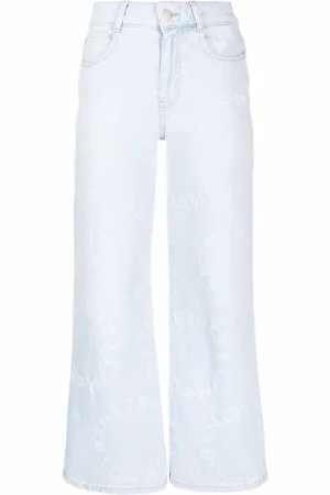 Stella McCartney Cropped jeans med slitageeffekt og Stella-logo