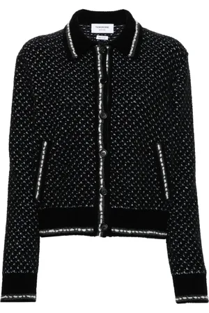Thom Browne Bomberjakke i tweed med spread-krave