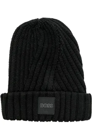 HUGO BOSS Strikket hat med logomærke