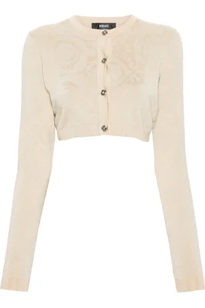 VERSACE Cropped Barocco cardigan i lurex