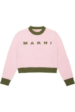 Marni Trøje med intarsia-logo og rund hals