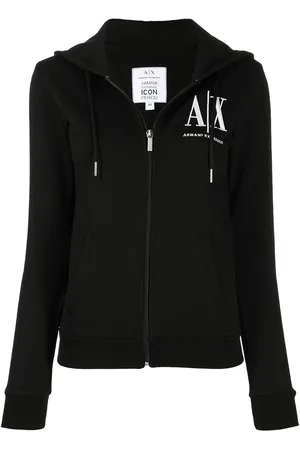 Armani Exchange Hættetrøje med logotryk og lynlås
