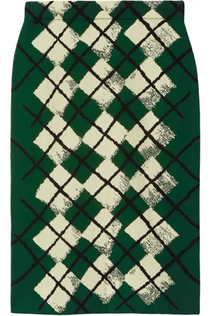Burberry Mellemlang intarsiastrikket nederdel med argyle-mønster