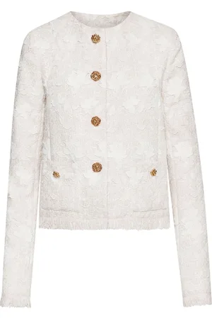 Oscar de la Renta Tweed-jakke med blomsterbroderi