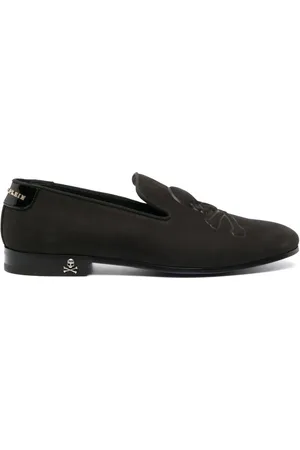 Philipp Plein Loafers i velour med broderet dødningehoved