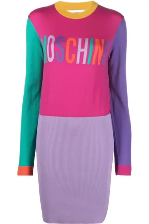 Moschino Sweater-kjole med intarsiastrikket logo