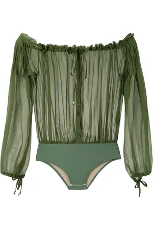 AMIR SLAMA Ruchet body med off-the-shoulder-snit