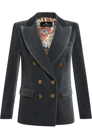 Etro Blazer i velour med knapper og indgraveret logo