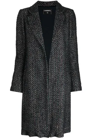 CHANEL Enkeltradet frakke i tweed fra 2002