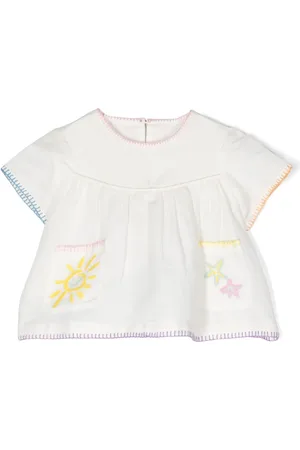 Stella McCartney Broderet chambray-bluse med svaj