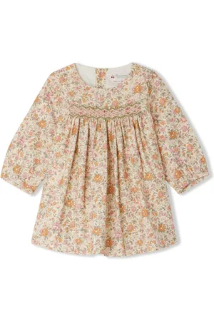BONPOINT Kjole med blomstertryk og smocked-panel