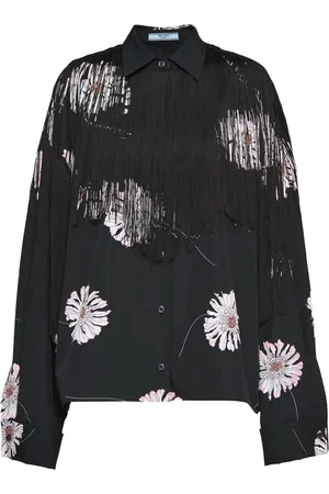 Prada Skjorte med blomstertryk og frynser