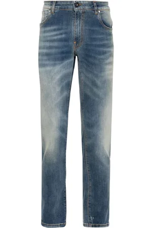 SALVATORE SANTORO Jeans med smal pasform og slitageeffekt