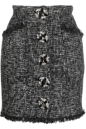 Philipp Plein Tweed-nederdel med knapper foran