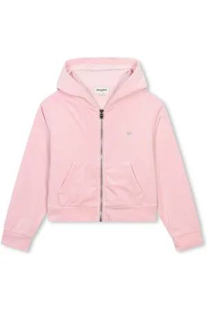 Sonia Rykiel Enfant Hættetrøje i velour med rhinsten-logo
