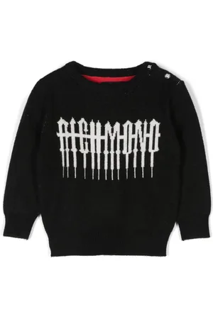 John Richmond Intarsiastrikket sweater med logo