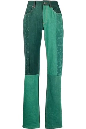 Marine Serre Denimbukser med lige ben og monogram