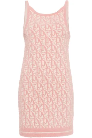 Palm Angels Kort kjole med monogram-jacquard og børstet effekt