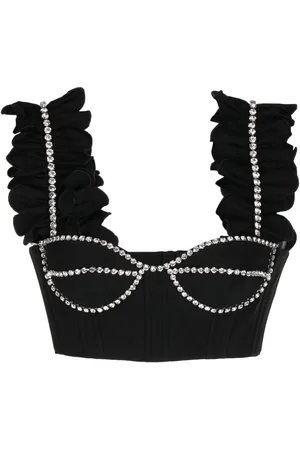 AREA Cropped top med krystaludsmykning