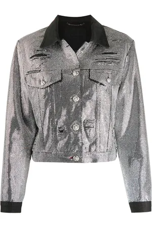 Philipp Plein Denimjakke med krystaludsmykninger