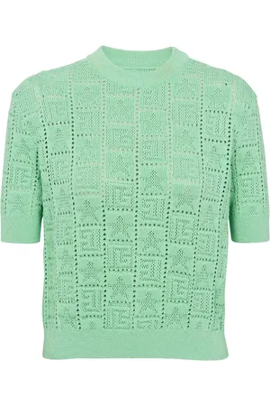 Balmain Croptop i løs strik med monogram