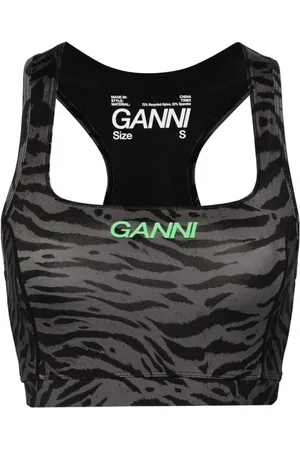 Ganni Cropped top med zebratryk og logo
