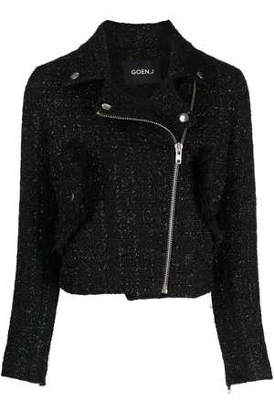 GOEN.J Cropped bikerjakke i tweed